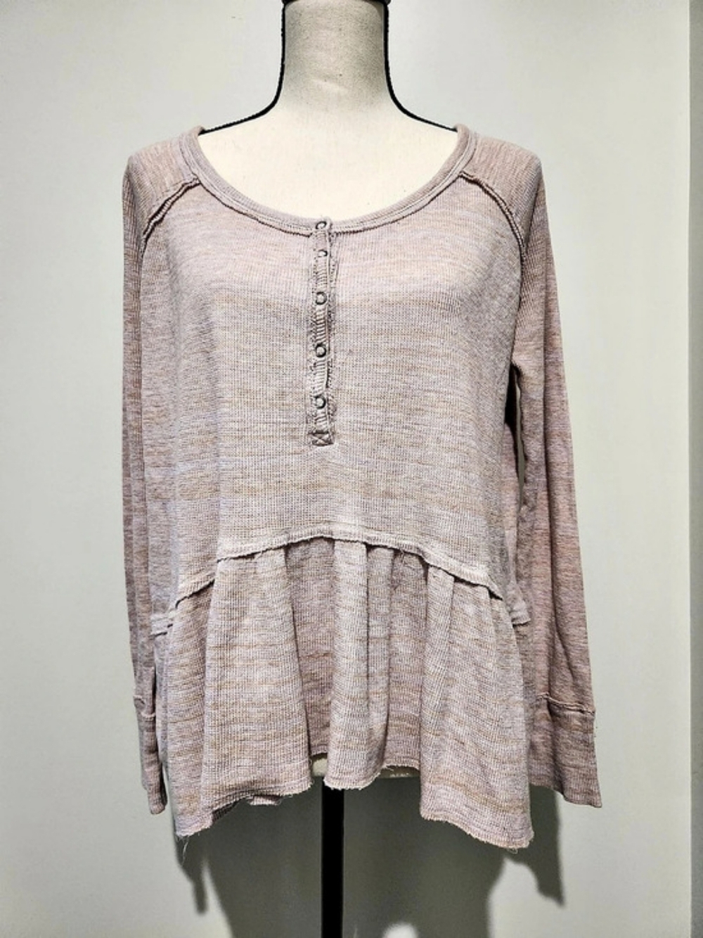 We The Free Cotton Long Sleeve Tunic in Pink & Cream Like New